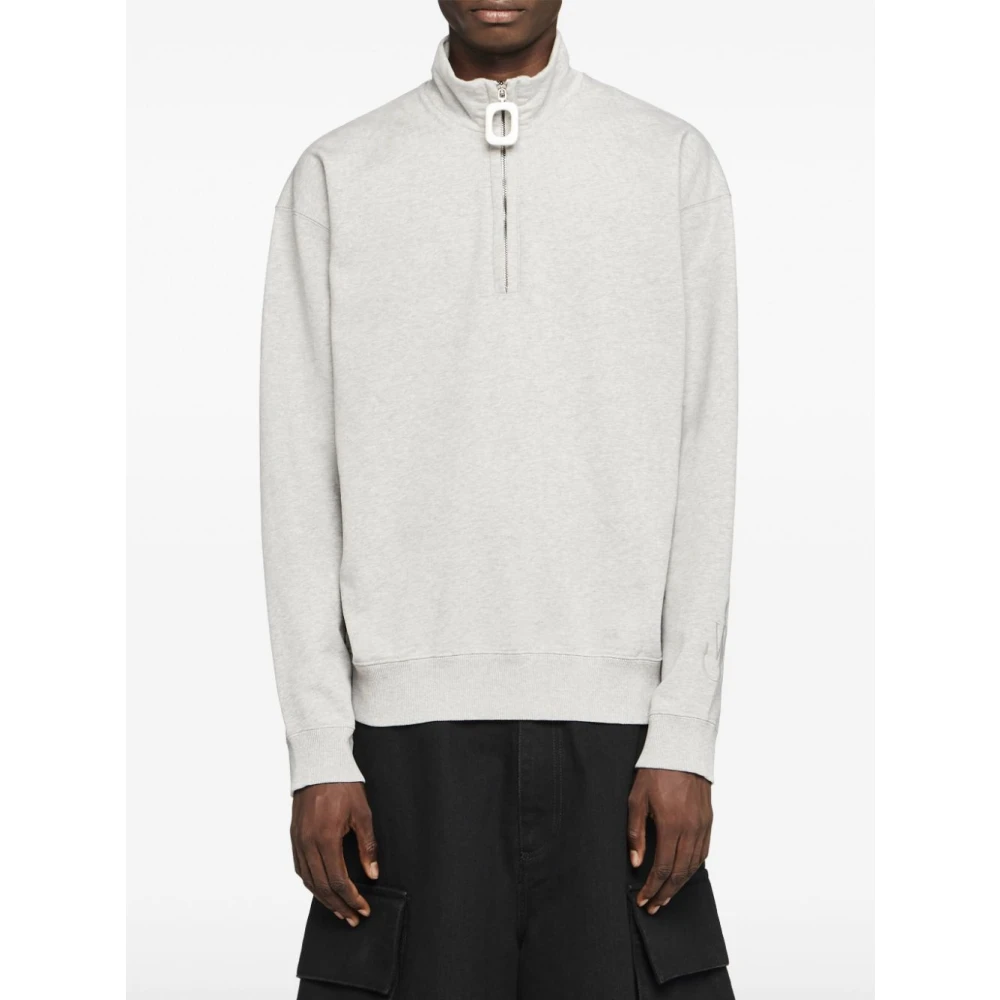 JW Anderson Grijze Sweater met Halve Rits Gray Heren