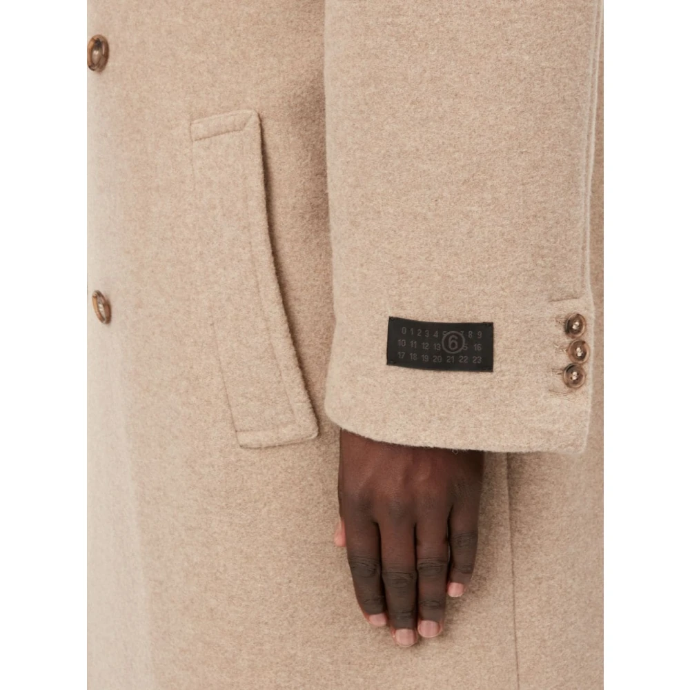 MM6 Maison Margiela Beige Oversize Double-Breasted Jas Beige Heren