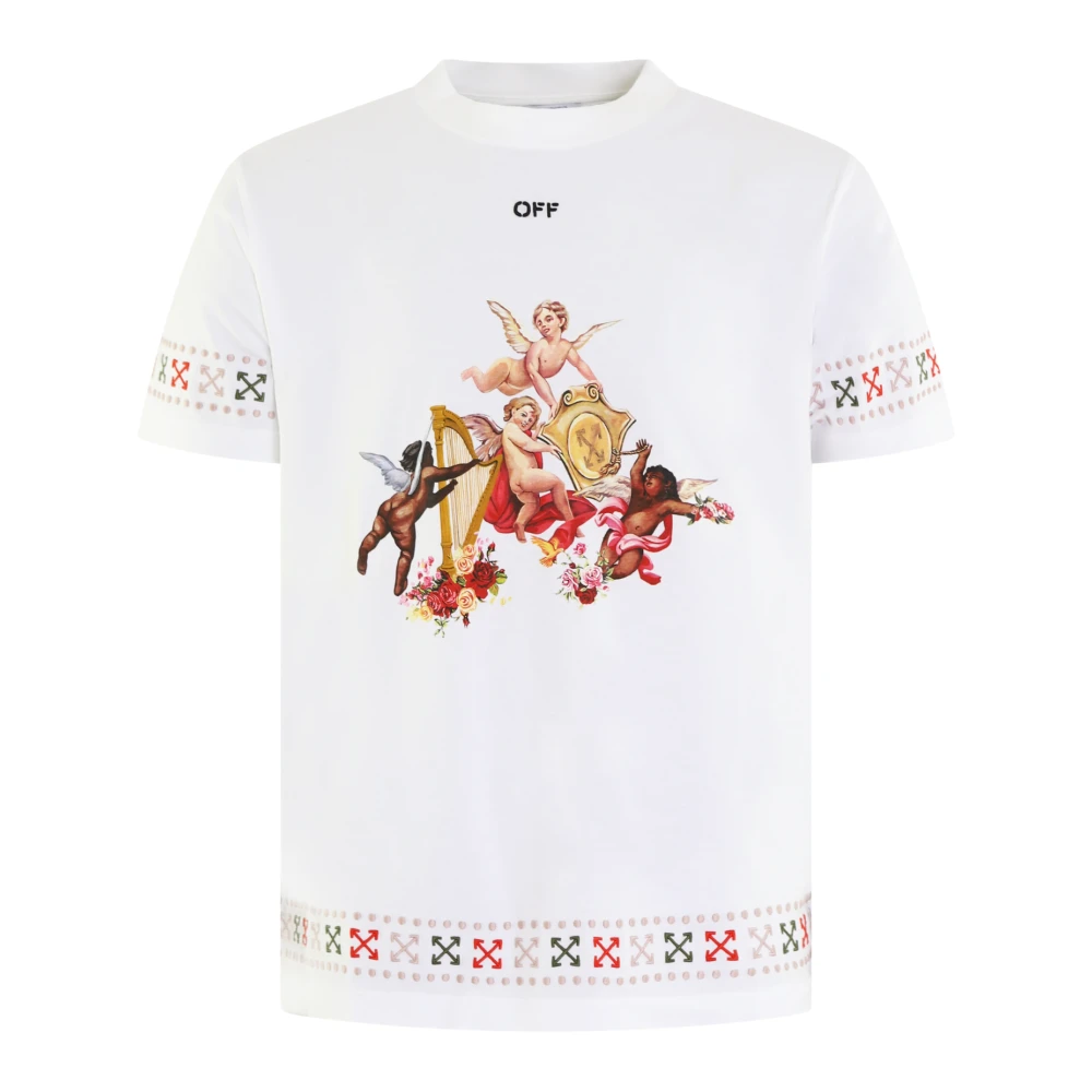 Off White Slim Tee met Putti Design White Heren