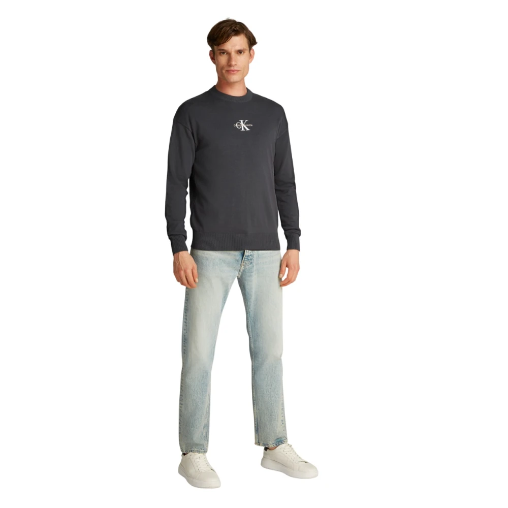 Calvin Klein Blauwe Katoenen Trui Regular Fit Blue Heren