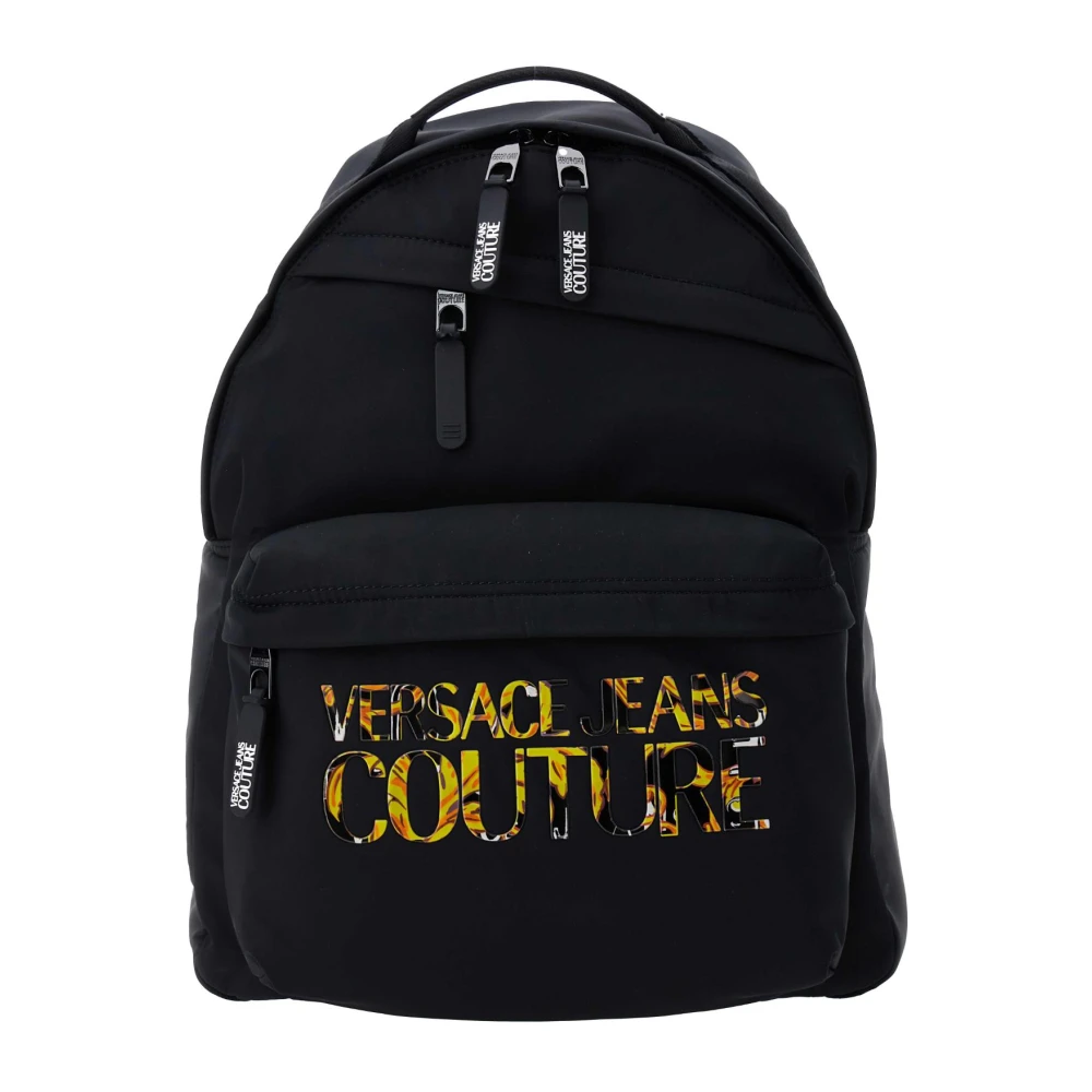 Versace Jeans Couture Black Logo Print Backpack - Male - Backpacks - One Size - Bags
