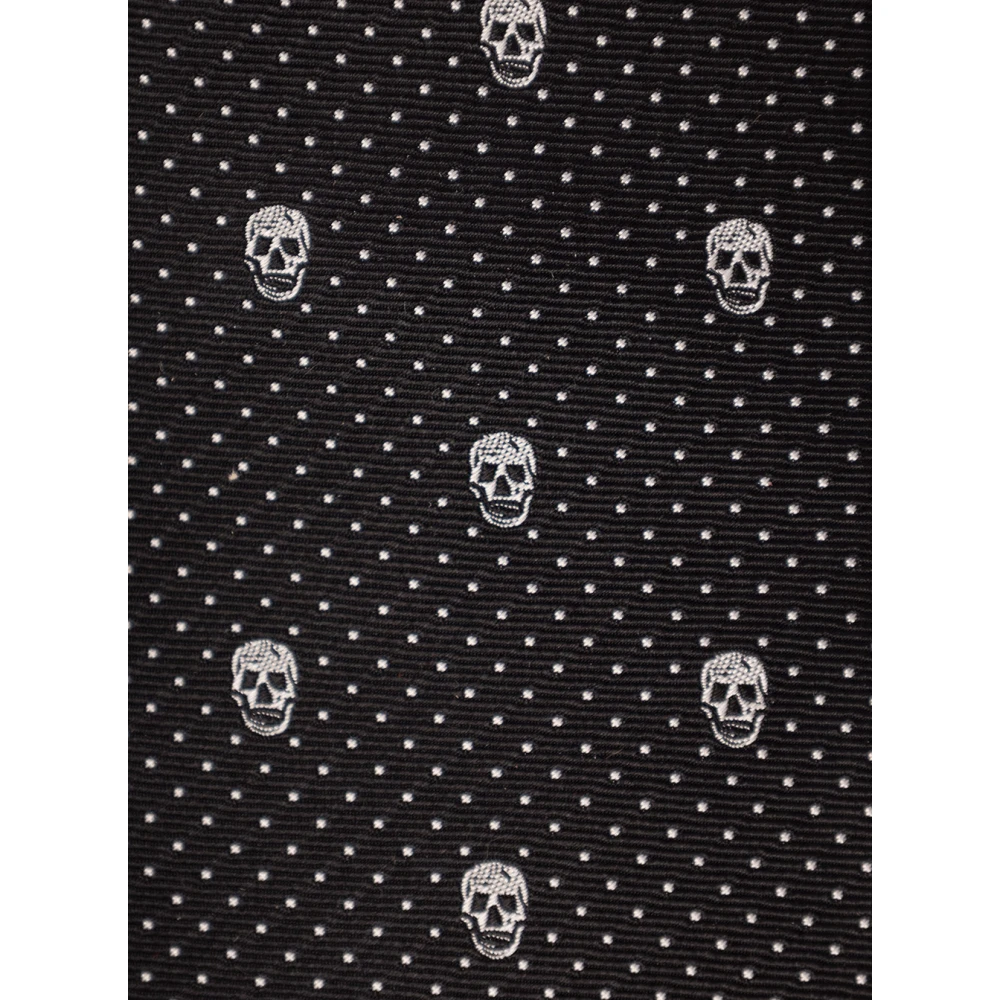 alexander mcqueen Zijden stropdas met polka-dot en skull print Black Heren