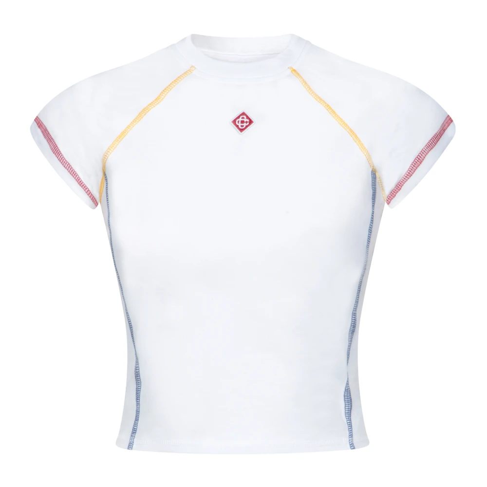 Casablanca Sportieve Gestreepte Korte Mouw T-Shirt White Dames