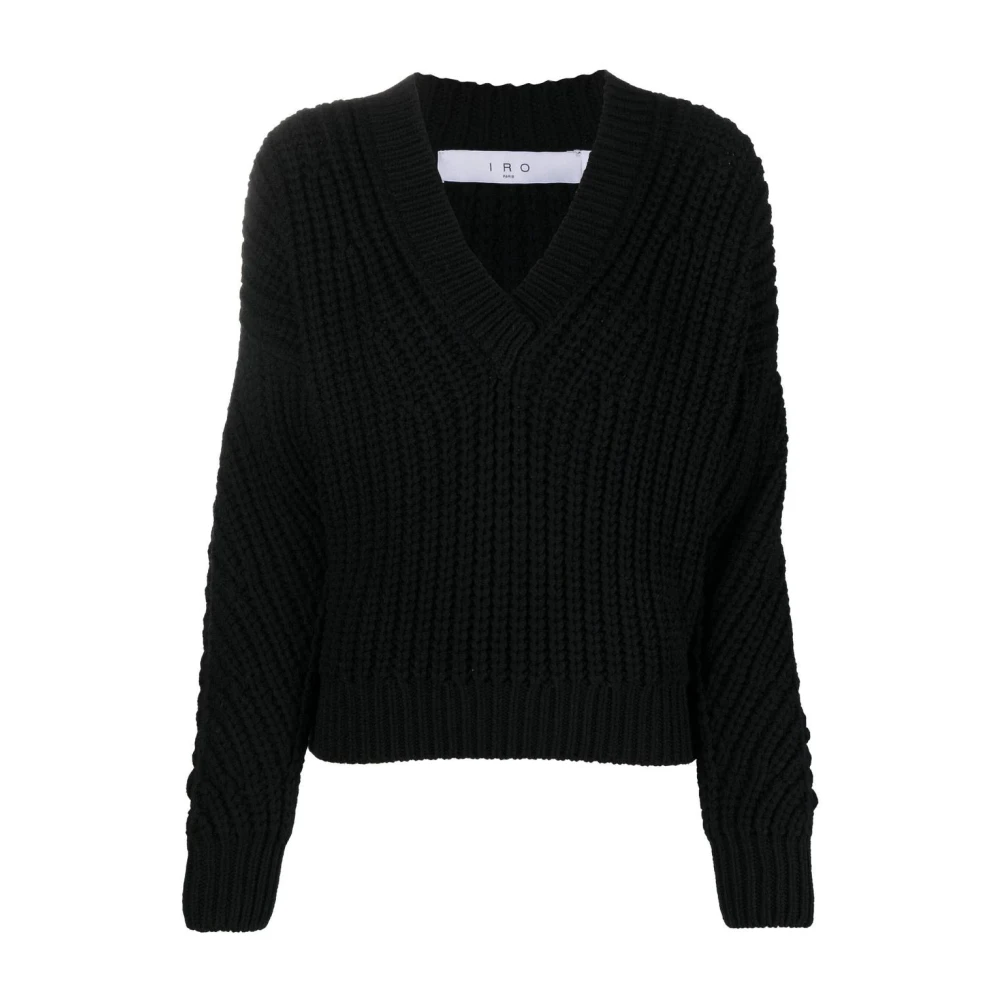 Iro Black Wool Casual Jumper - Female - V-Neck Knitwear - S - Knitwear