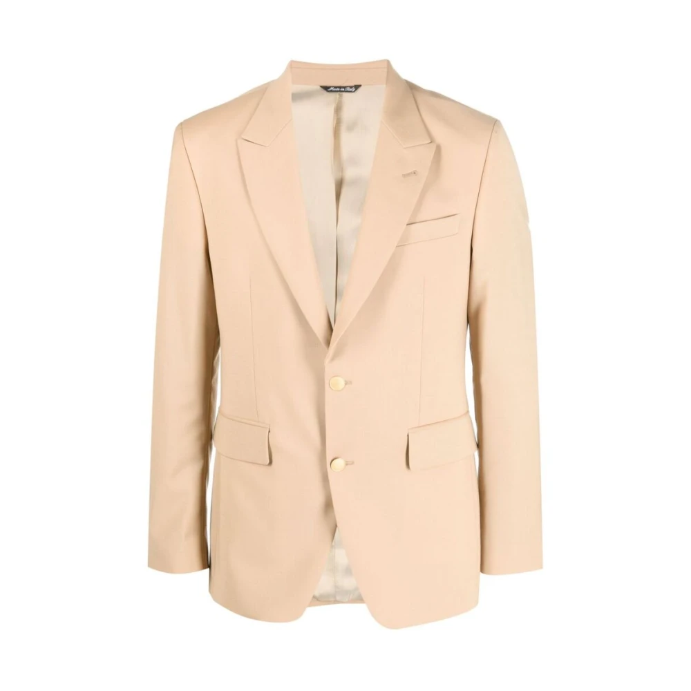 Beige Button-Up Blazer med Notched Lapels