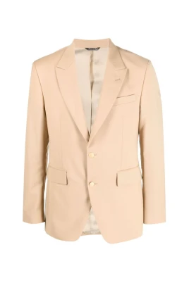 Beige Button-Up Blazer med Notched Lapels