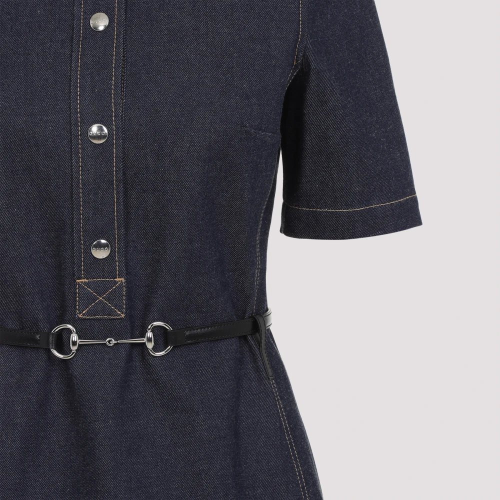 Gucci Blauwe Katoenen Jurk Verhoog Garderobe Stijl Blue Dames
