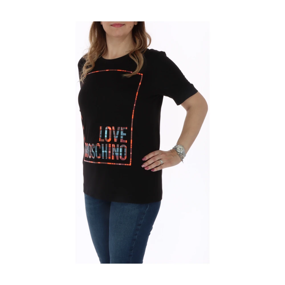 Love Moschino Grafisch T-shirt voor vrouwen Lente Zomer Black Dames
