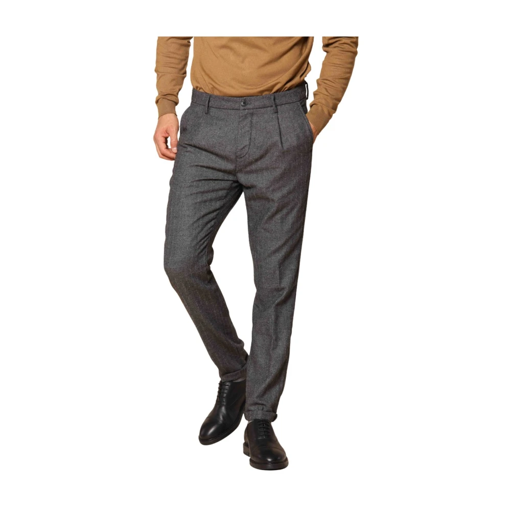 Mason's Gestreepte Carrot Fit Flanellen Chino Broek Gray Heren