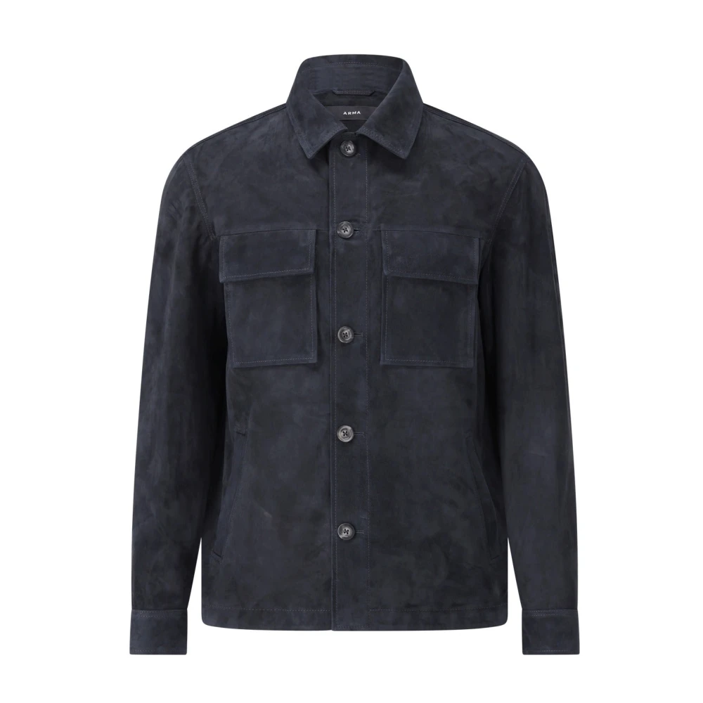 Arma Fluwelen Overhemd Jas Stijlvol Comfort Blue Heren