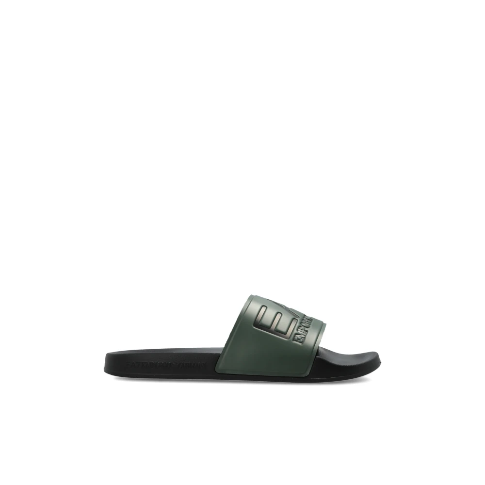 Emporio Armani Ea7 Mannelijk Groente Schoenen Heren, Groen, 40 Eu, Slides Met Oversized Logo