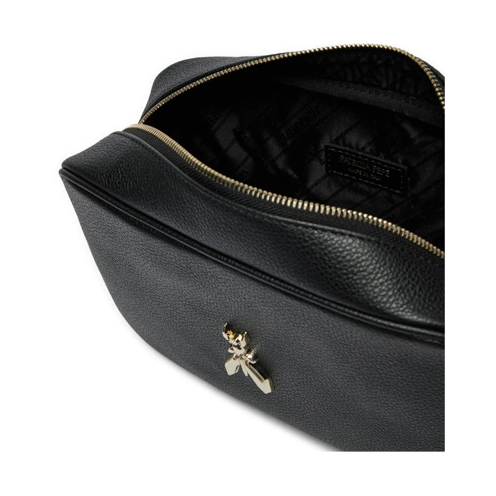 PATRIZIA PEPE Schoudertas van Leer met Vliegdetail Black Dames