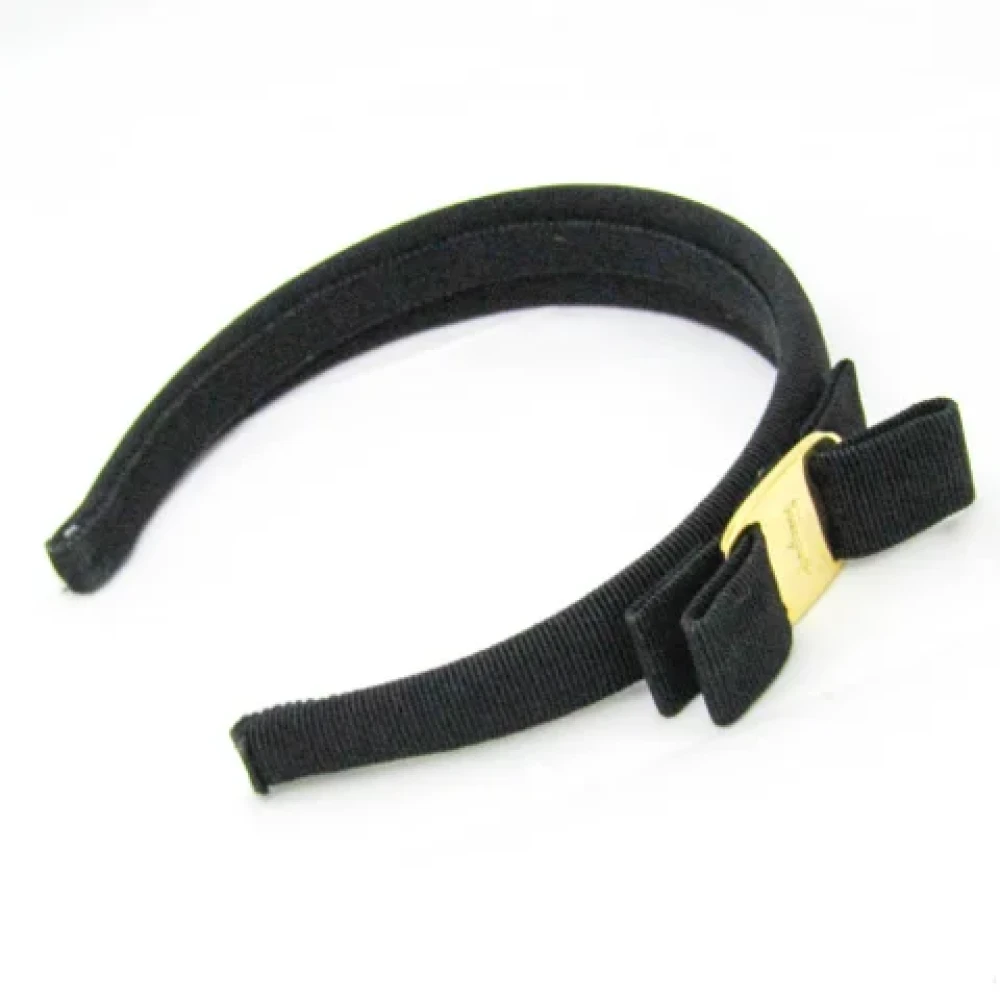 Salvatore Ferragamo Pre-owned Cotton hair-accessories Black Dames