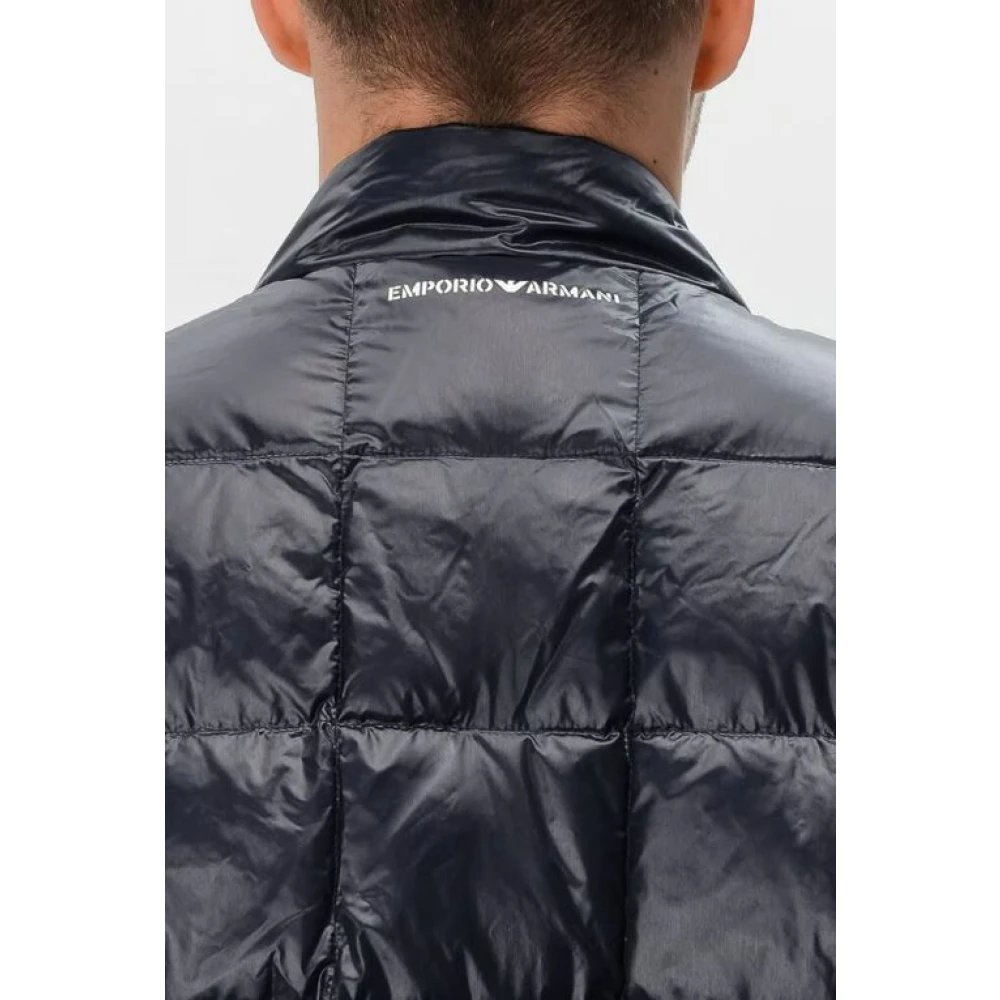 Emporio Armani Omkeerbare Gewatteerde Jas Blauw Blue Heren