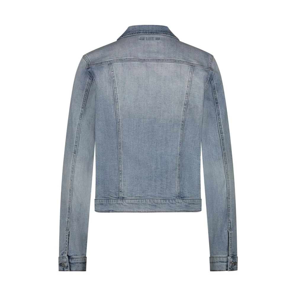 Red Button Bleach Denim Jack Blue Dames