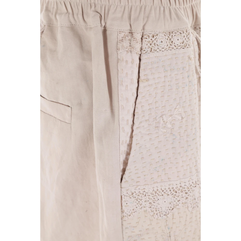 By Walid Bloemen Korte Linnen Broek Beige Heren