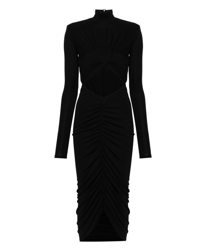 robe-midi-elegante-noire-decoupee
