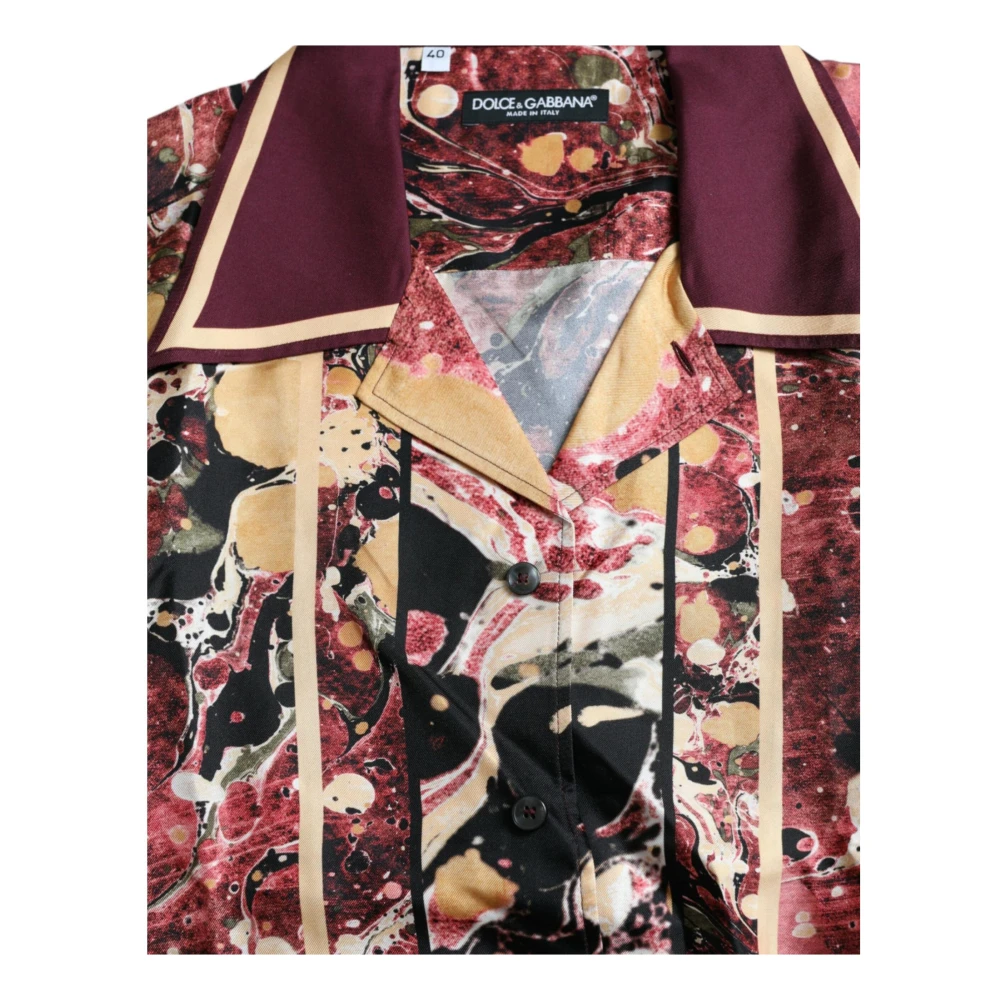 Dolce & Gabbana Zijden Knoopshirt Multicolor Patroon Multicolor Heren