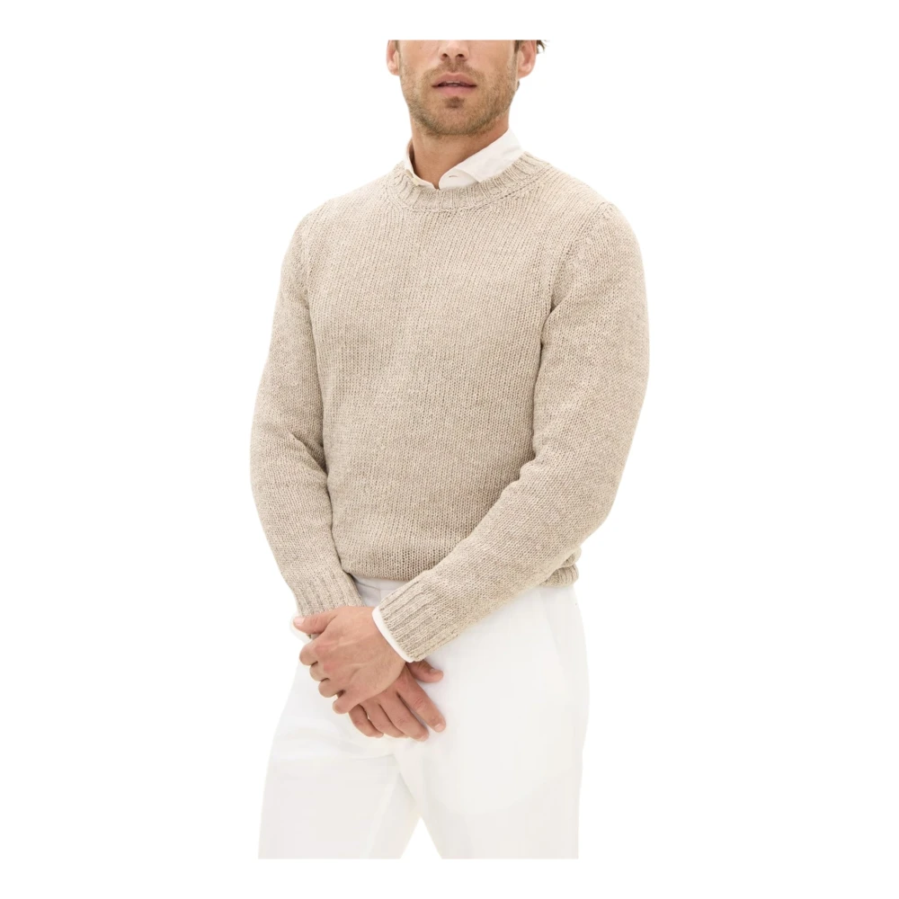 Oscar Jacobson Stijlvol Beige Ronde hals Sweater Beige Heren