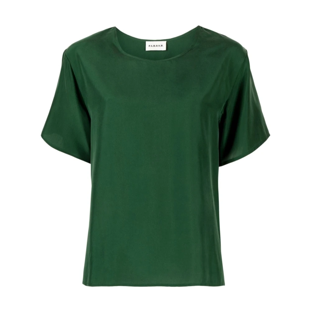 P.a.r.o.s.h. Groene Zijden Satijnen T-shirts en Polos Green Dames