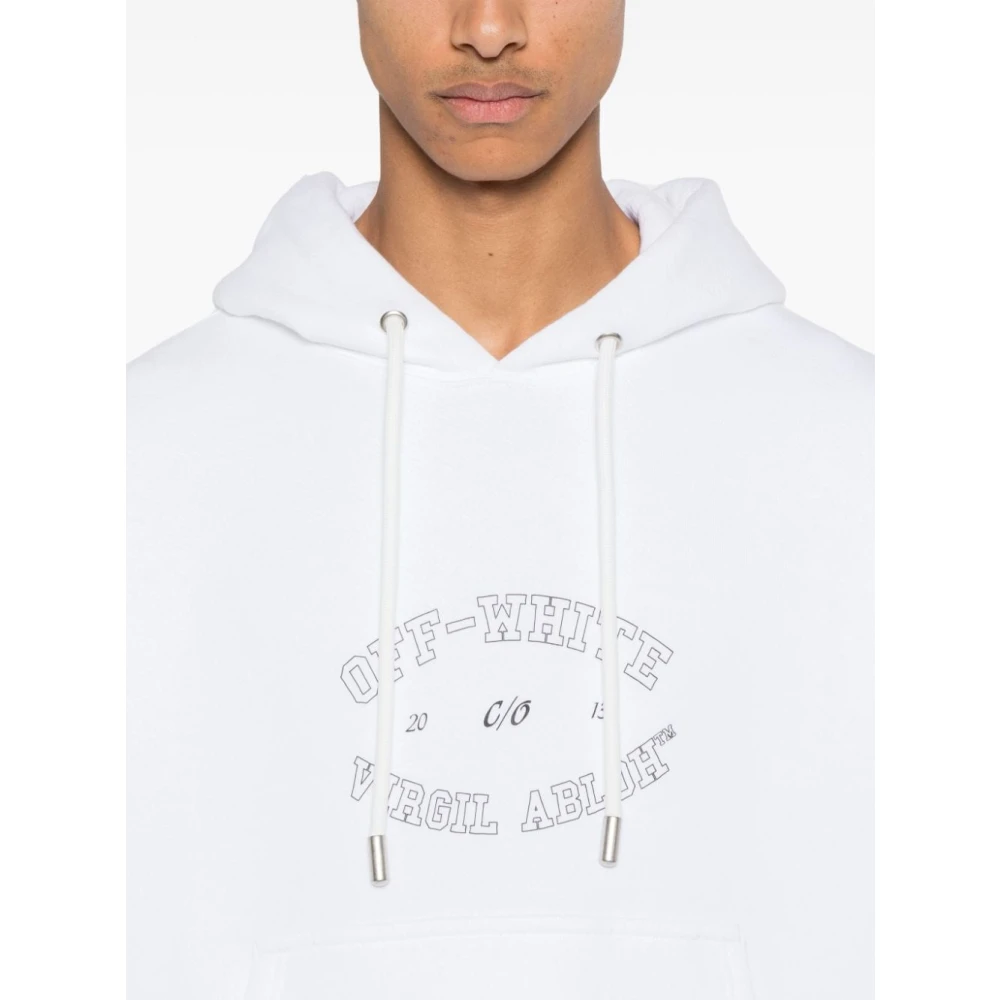 Off White Witte hoodie met gedeeld logo print White Heren