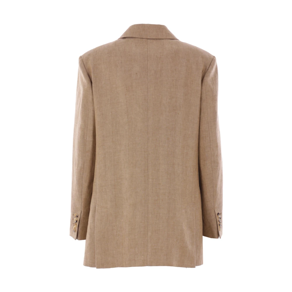 Max Mara Linnen jasje met dubbele rij knopen in zand Brown Dames