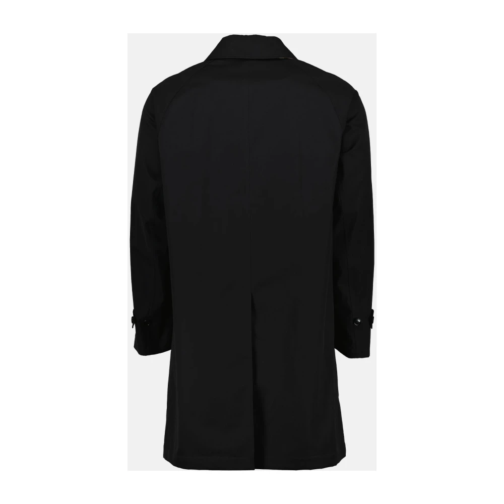 Burberry Katoenen Trenchcoat Klassieke Stijl Black Heren