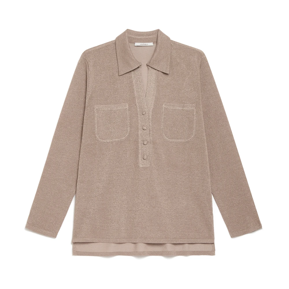 Maliparmi Lurex Sweater met Shiny Fluid Beige Dames