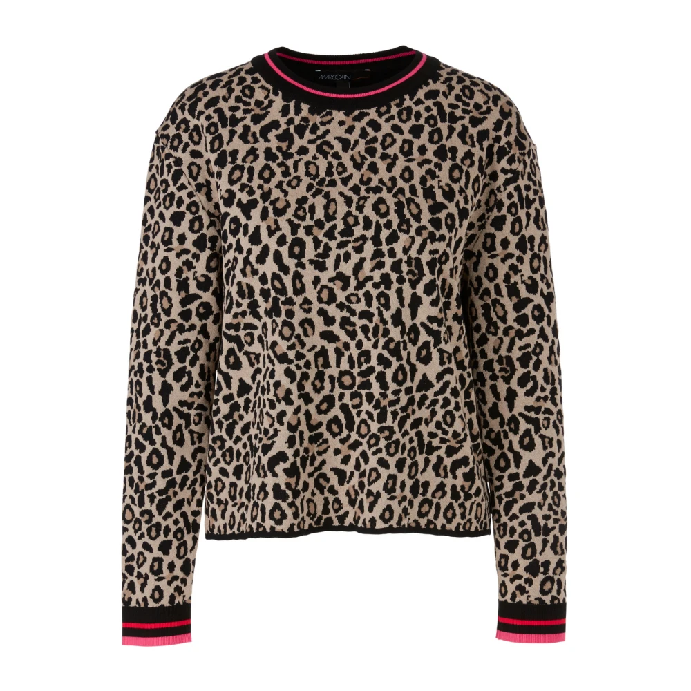 Marc Cain Luipaard Jacquard Gebreide Trui Brown Dames