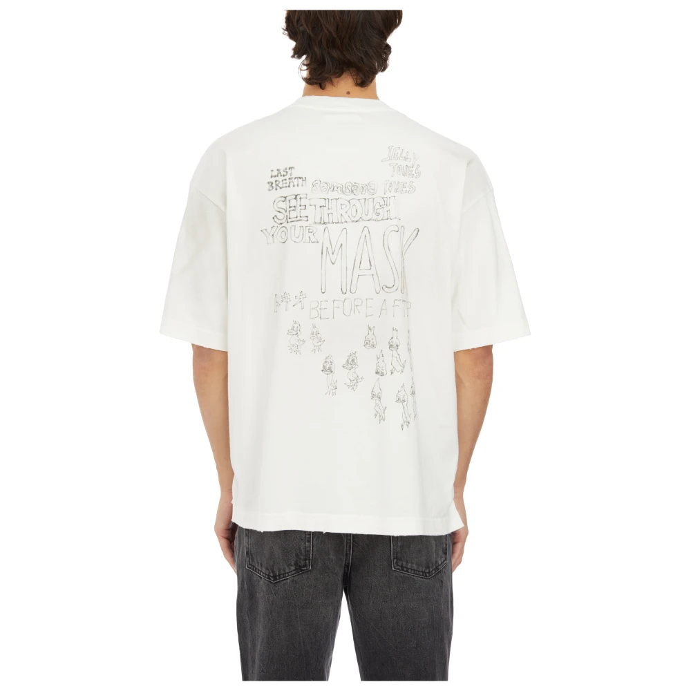 Mihara Yasuhiro Versleten Katoenen T-Shirt White Heren