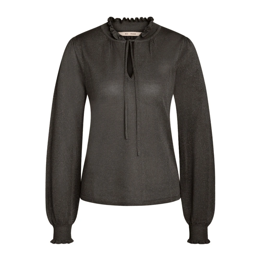 RUE de Femme Elegante Gebreide Trui met Ruchedetails Black Dames