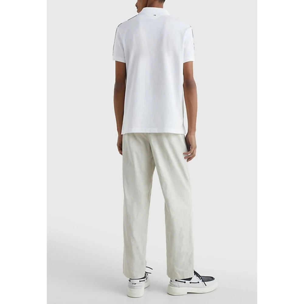 Tommy Hilfiger Heren Polo met Gestreepte Schouders White Heren