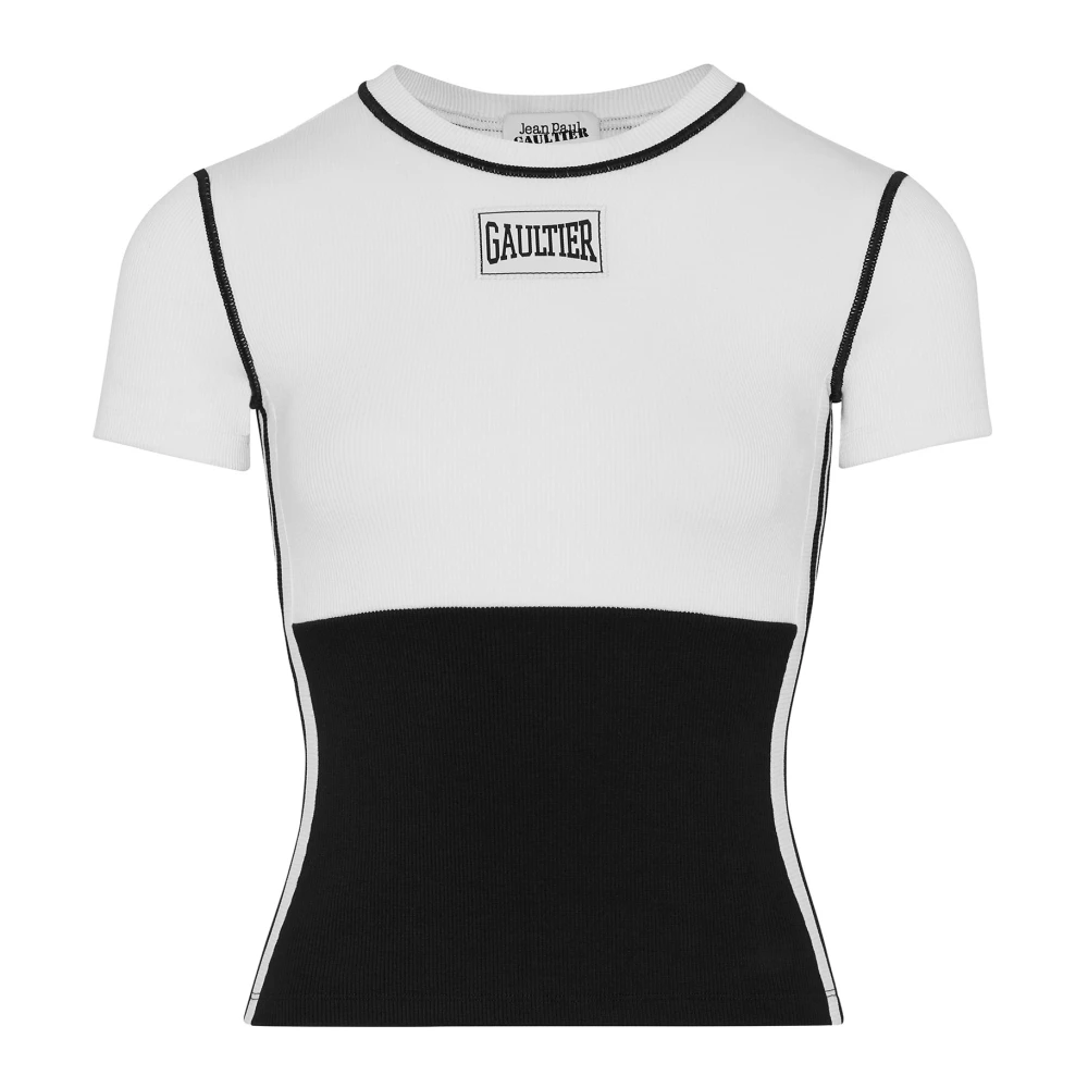 Jean Paul Gaultier Wit Color-Block T-shirt met Unieke Patch White Dames