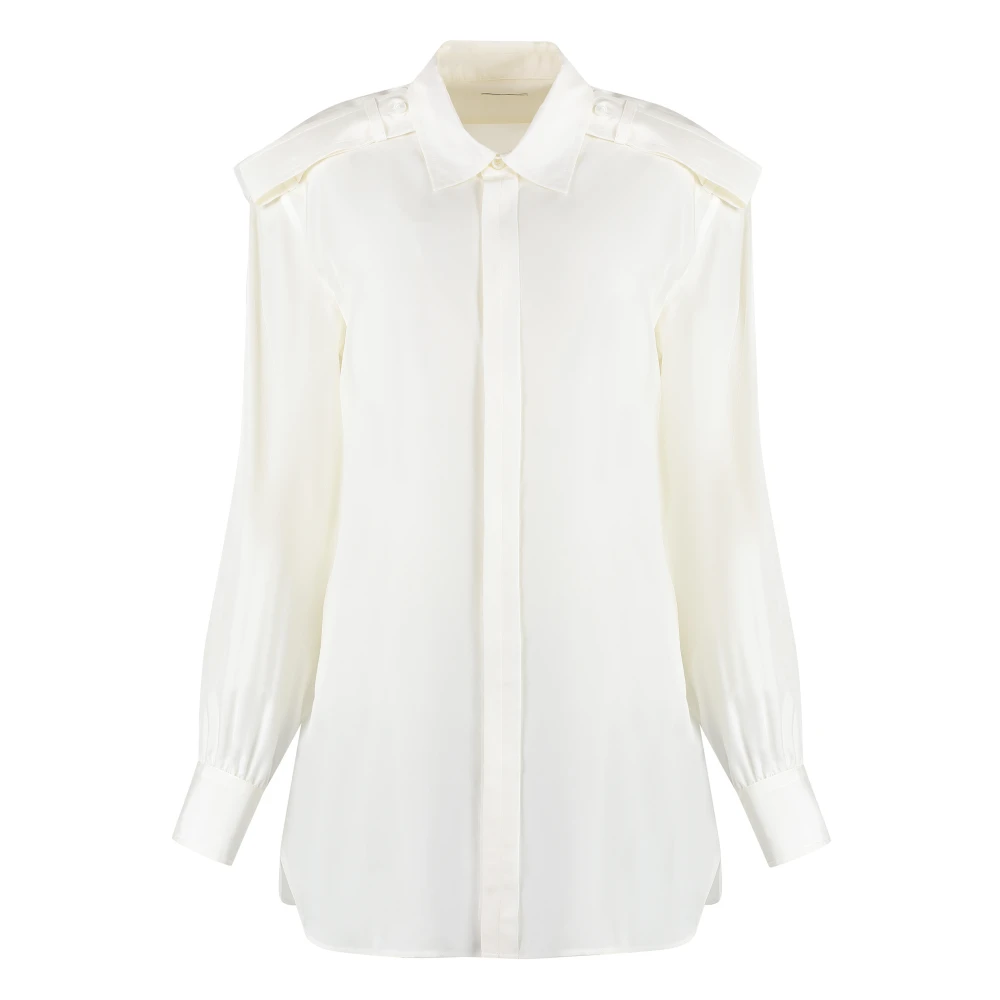 Burberry Zijden Blouse Ronde Zoom White Dames