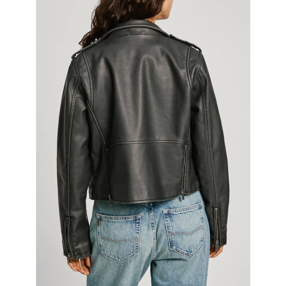 Pepe Jeans Biker City Leren Jas Black Dames