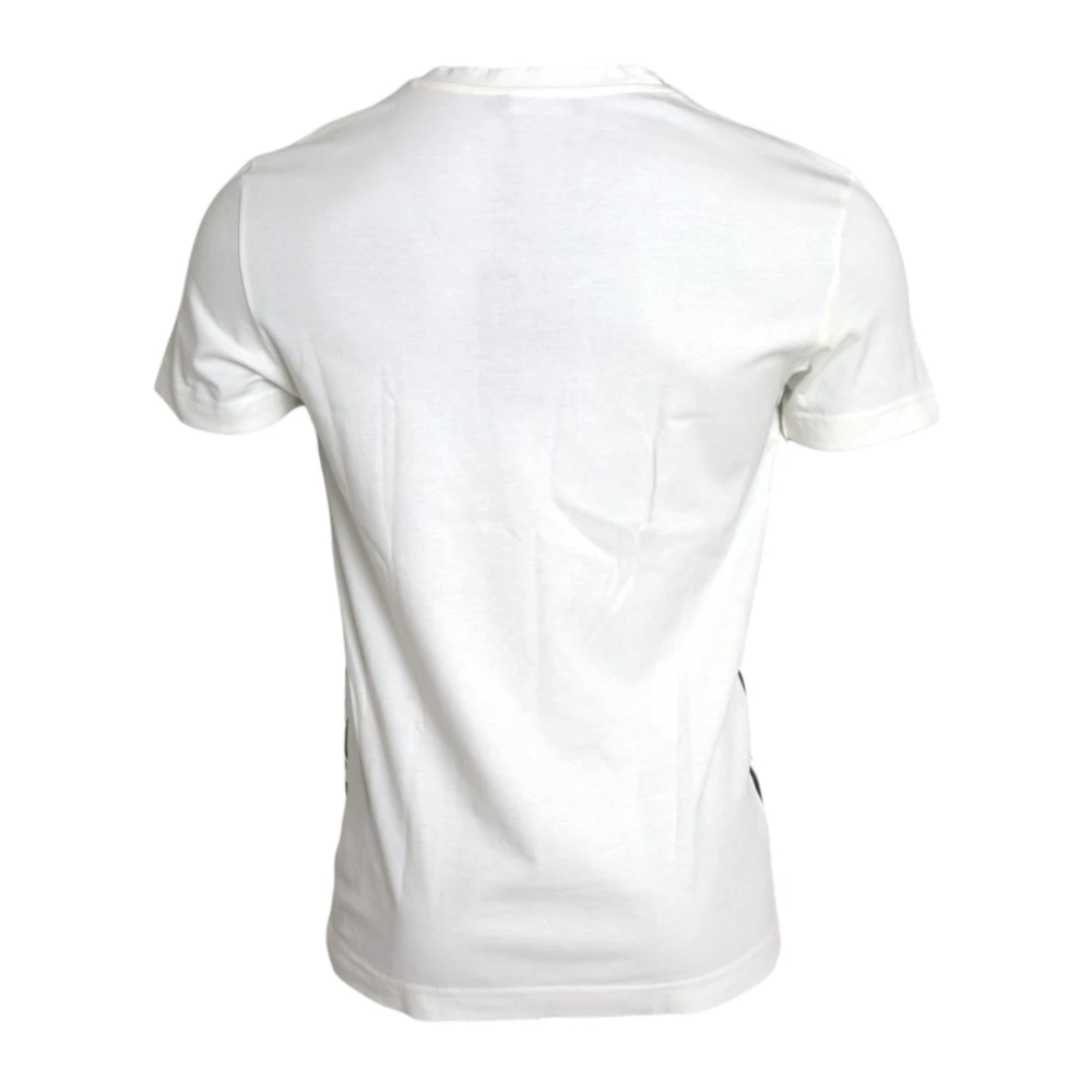 Dolce & Gabbana Grafische Print Crew Neck T-shirt White Heren