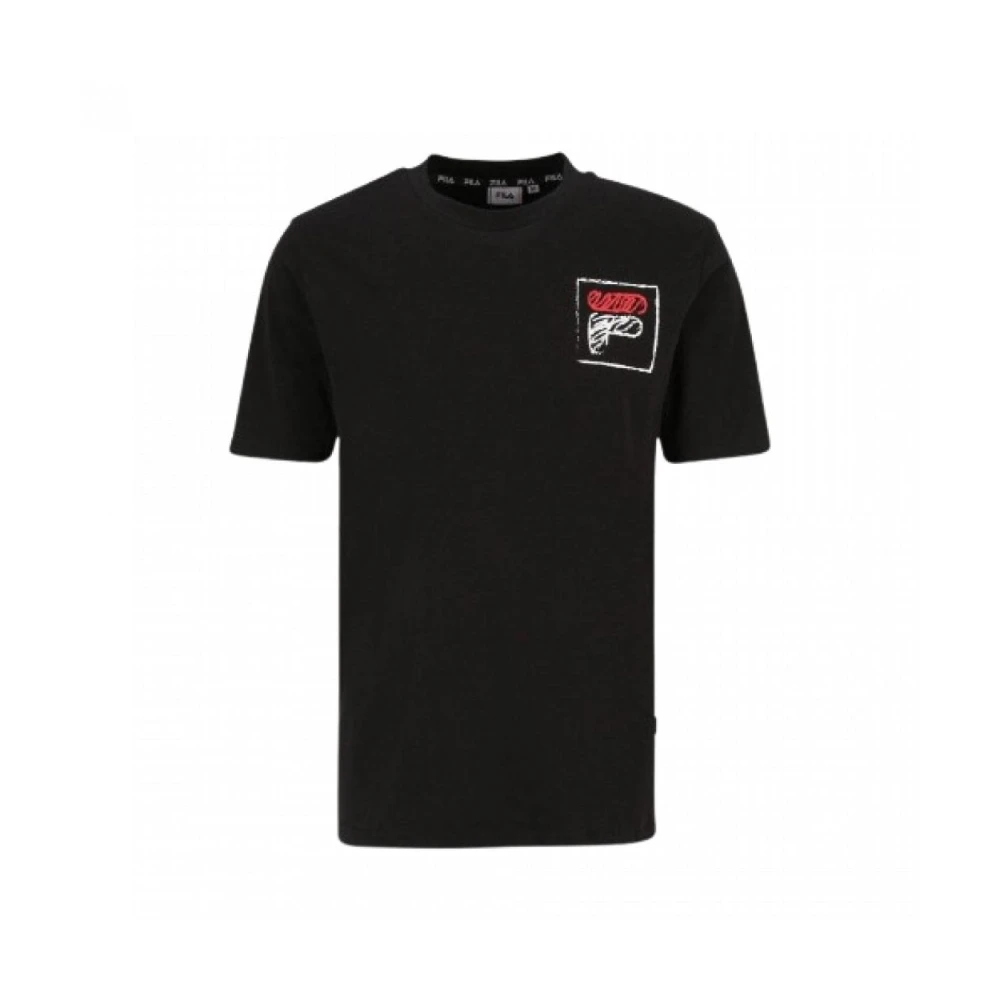 Fila Katoenen T-shirt met Monochrome Print Black Heren