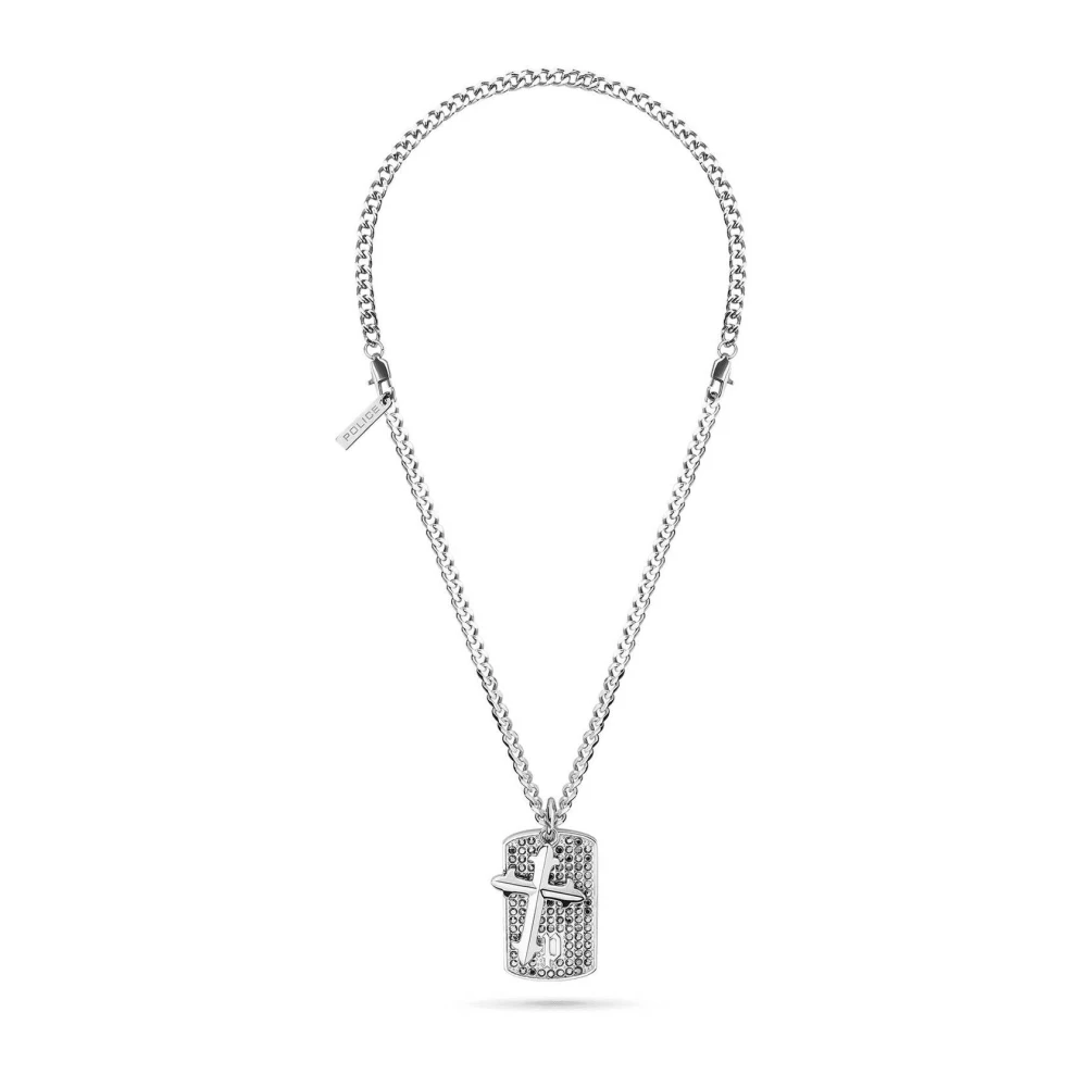 Police Women's Gray Mens Necklace Cross Steel - Necklaces - One Size - Accessories