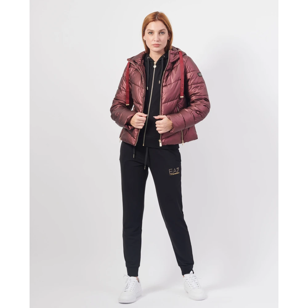 YES ZEE Korte Gewatteerde Hoodiejas Pruim Red Dames