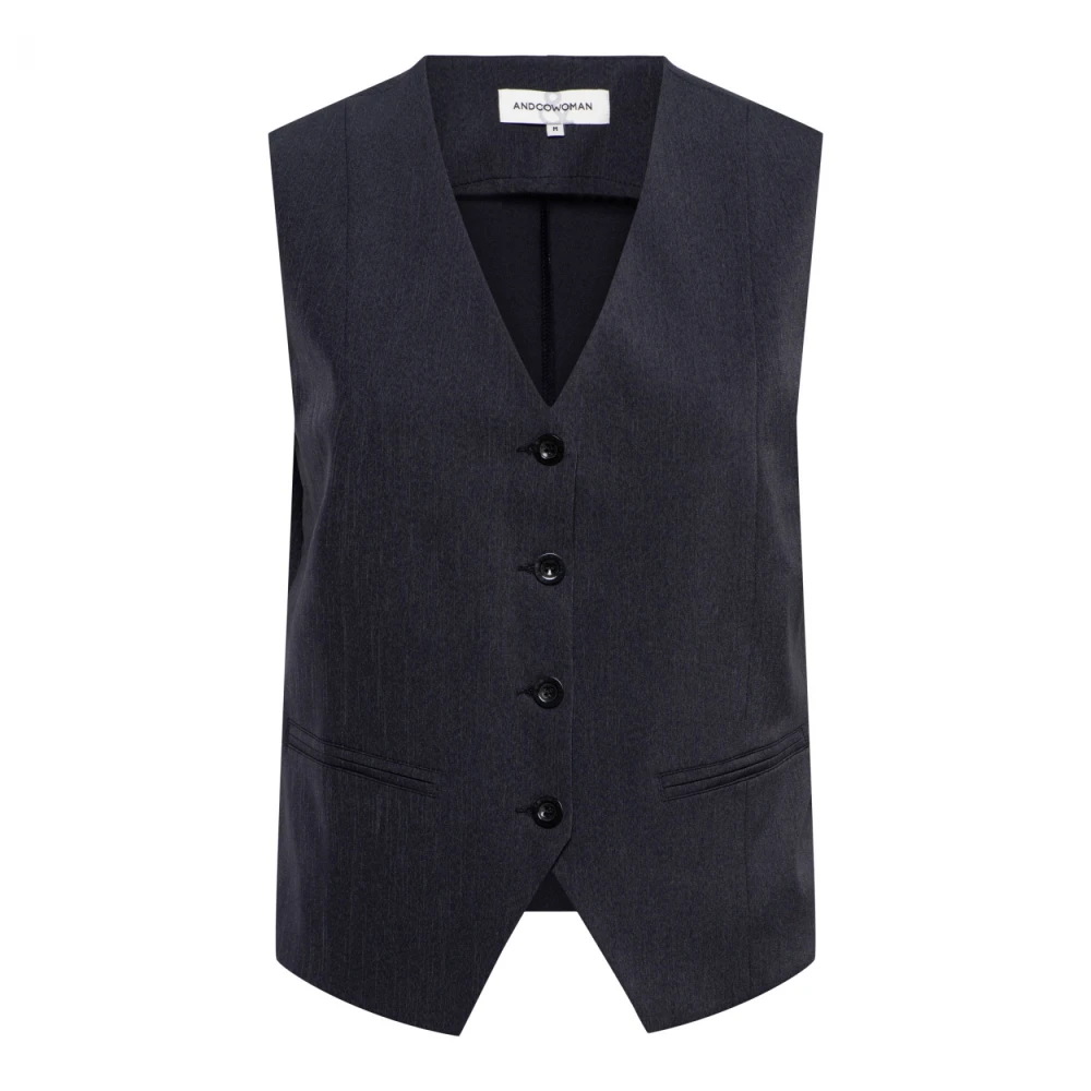 &Co Woman Gewatteerde Vest met Capuchon Gray Dames