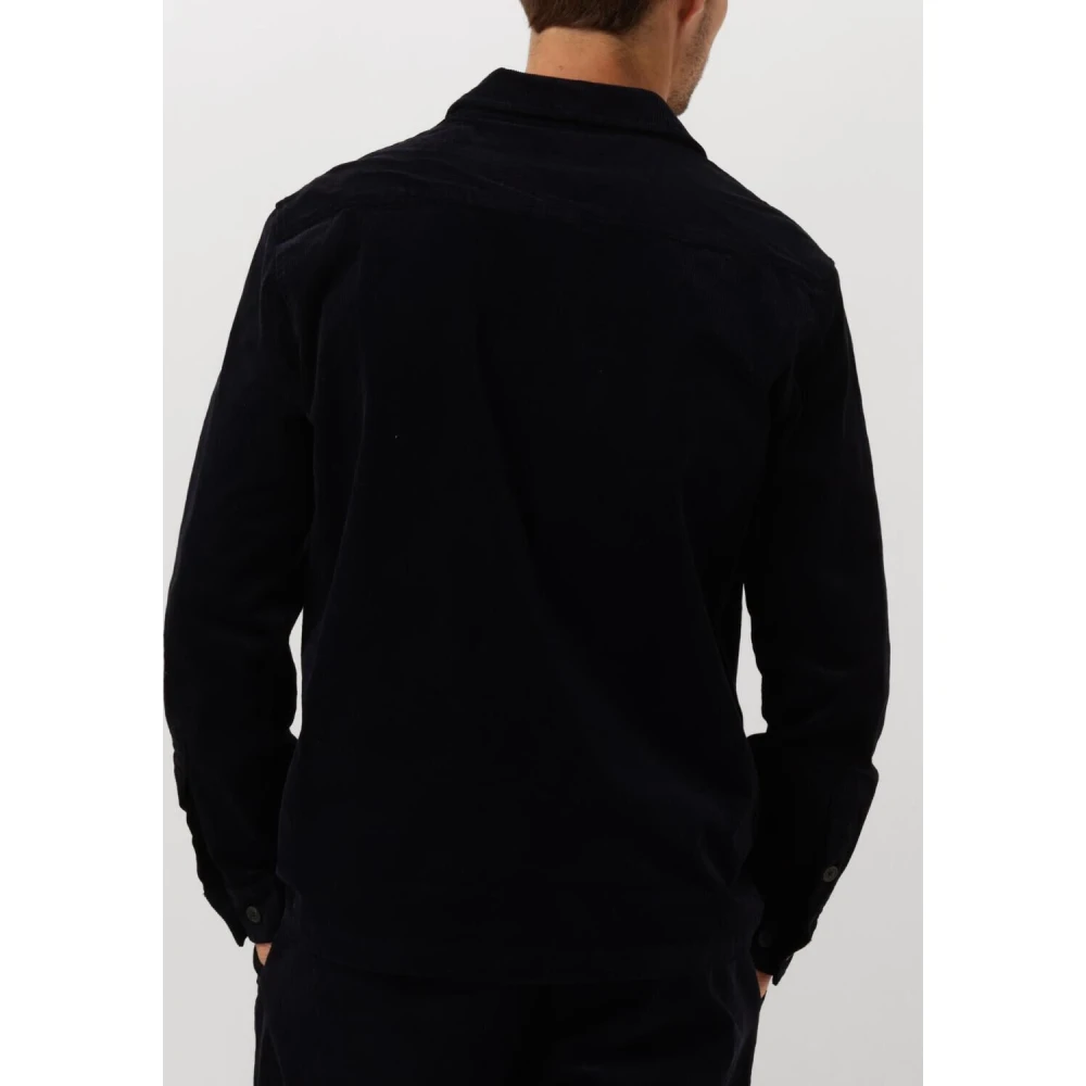 Anerkjendt Cord Overshirt Casual Retro Stijl Blue Heren