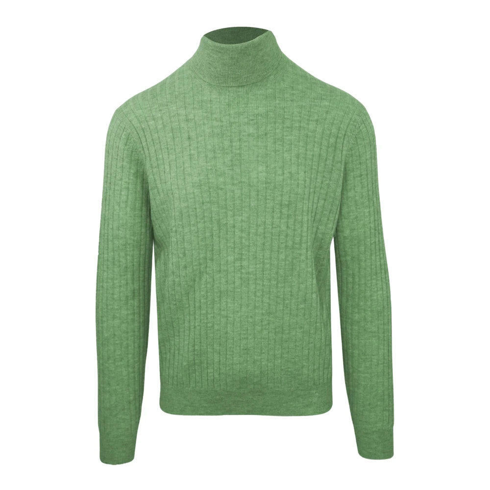 Malo Cashmere Turtleneck Sweater Green Heren