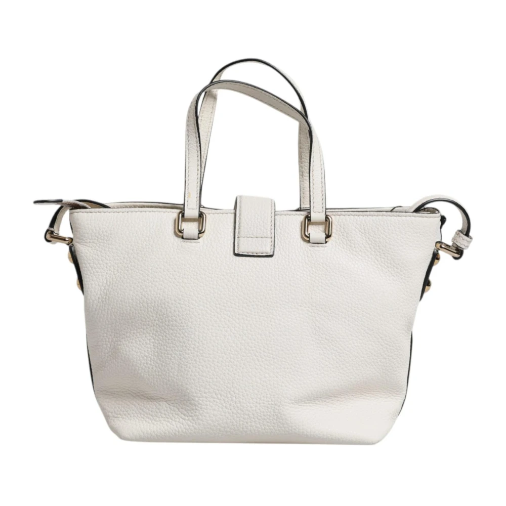 Dolce & Gabbana Witte leren Crossbody tas met goudkleurige accenten White Dames