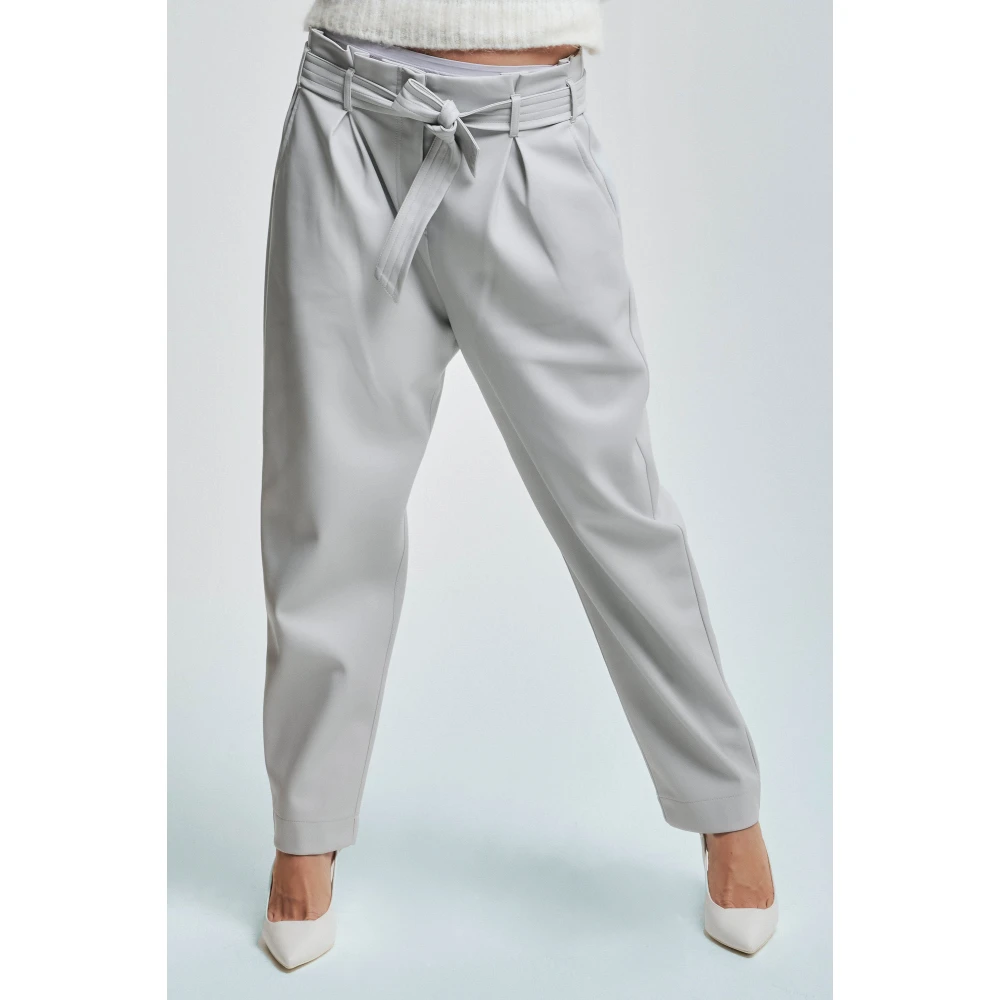 Kocca Elegant Paperbag Waist Trousers Gray Dames