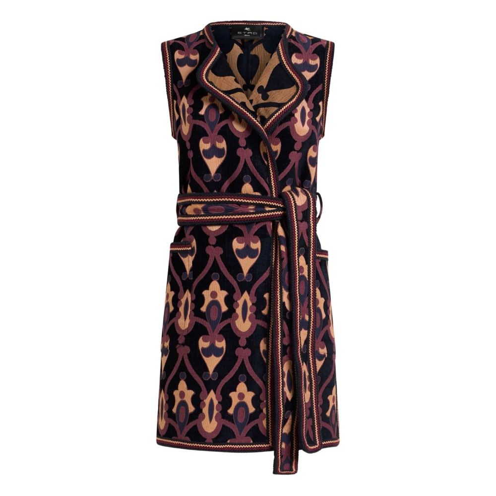 Etro Women's Multicolor Short Jacquard Dress With Embroidered Finish Small