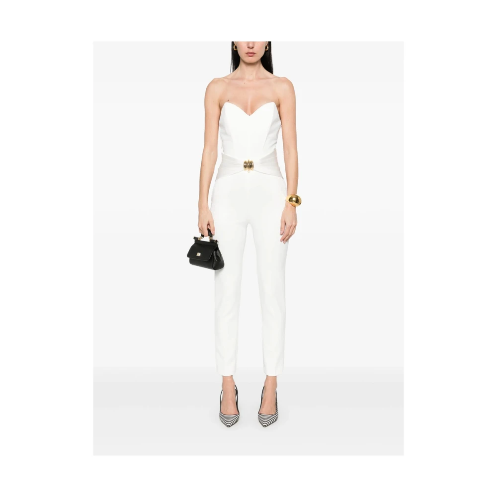 Elisabetta Franchi Witte Jumpsuit met Benen Bodice White Dames
