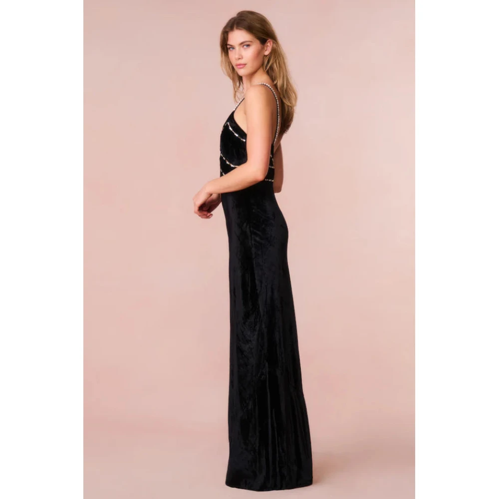 Loveshackfancy Fluwelen versierde maxi-jurk Black Dames