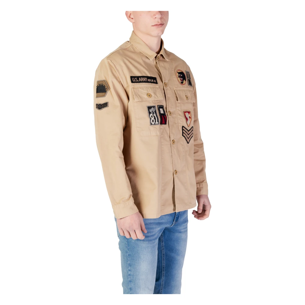 Replay Beige Katoenen Shirt met Lange Mouwen Beige Heren