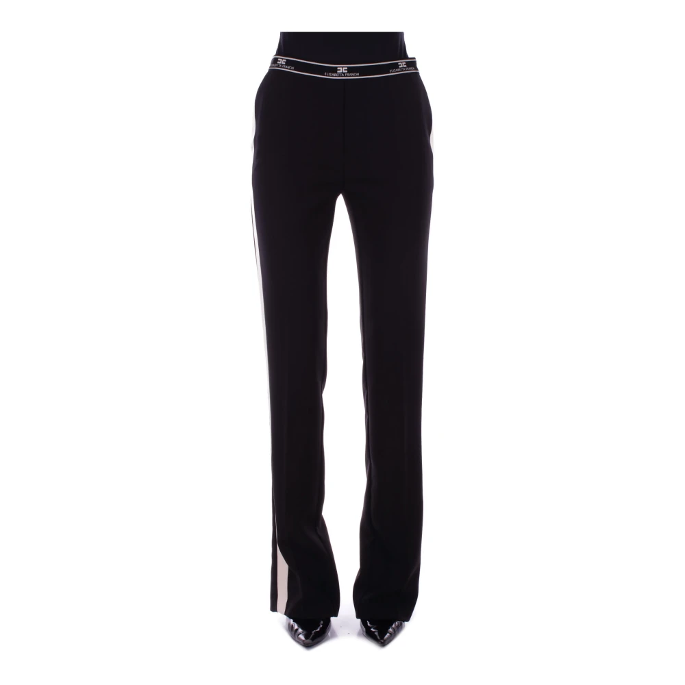 Elisabetta Franchi Zwarte broek met logodetail Black Dames
