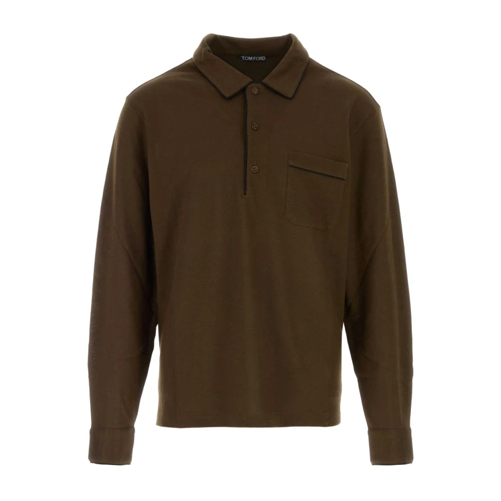 Tom Ford Brown Polo Shirts, Male, Xl, Piquet Polo Shirt